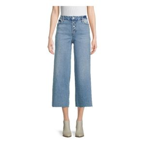 High rise stretch cropped wide leg jeans
